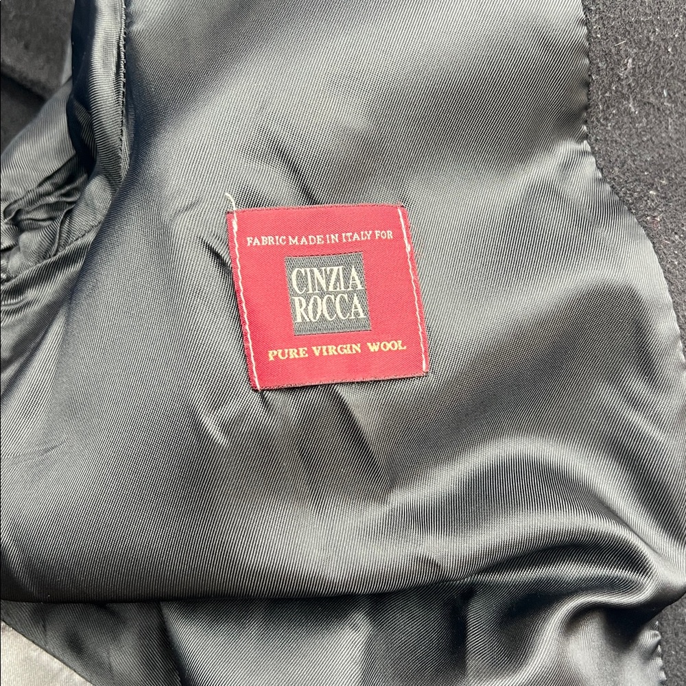 Cinzia Rocca Classic virgin wool Black Pea Coat career quality mature timeless S - Picture 4 of 12